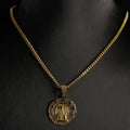 14K Miami Cuban Necklace with Virgin Mary Pendant