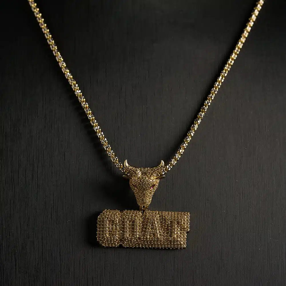 14K Gold Ice Chain with Goat Pendant