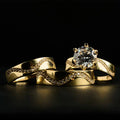 14K Gold CZ Trio Wedding Ring Set