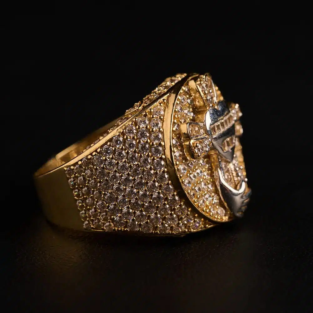 14K Gold Anchor Heart CZ Ring