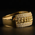 14K Gold Cuban CZ Band Ring